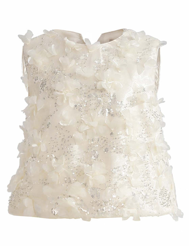 kids atelier tulleen Ivory Amorette Floral Appliqué Top and Dress Set