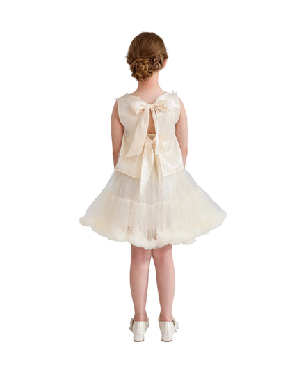 kids atelier tulleen Ivory Amorette Floral Appliqué Top and Dress Set