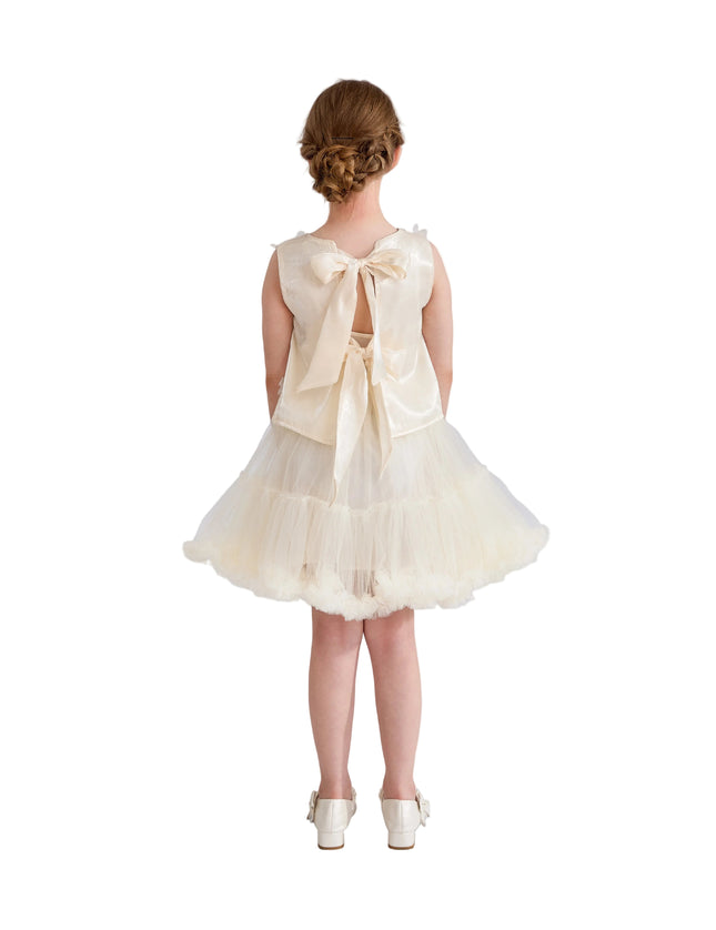 kids atelier tulleen Ivory Amorette Floral Appliqué Top and Dress Set
