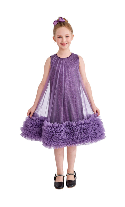 kids atelier tulleen Purple Serenata Glitter Tulle Dress