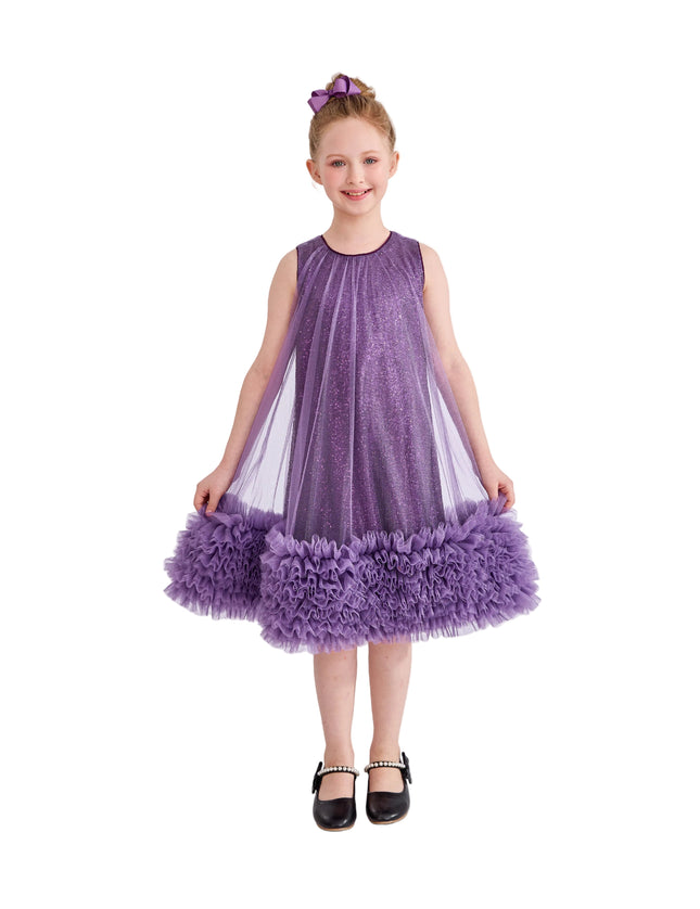 kids atelier tulleen Purple Serenata Glitter Tulle Dress