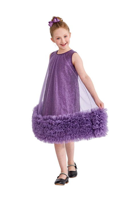 kids atelier tulleen Purple Serenata Glitter Tulle Dress