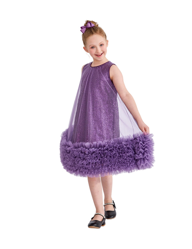 kids atelier tulleen Purple Serenata Glitter Tulle Dress