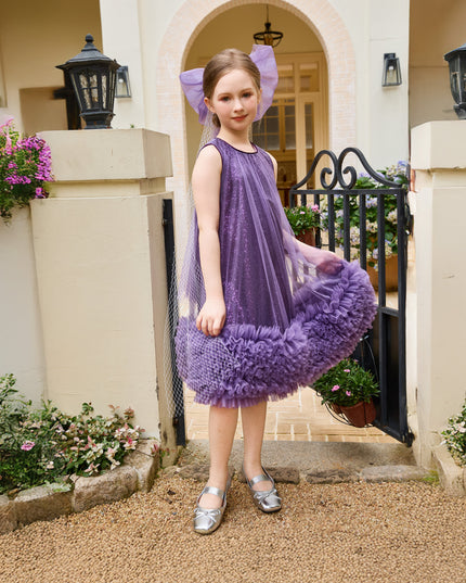 kids atelier tulleen Purple Serenata Glitter Tulle Dress