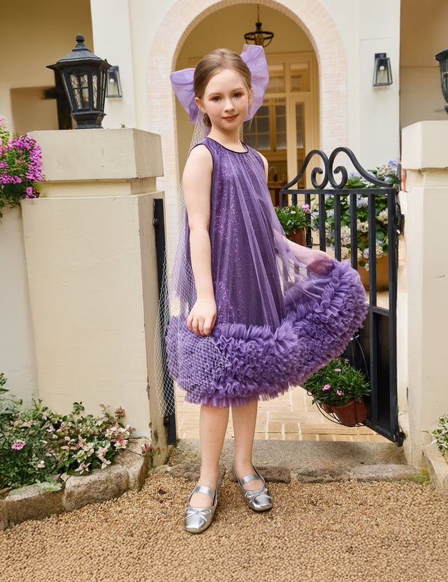 kids atelier tulleen Purple Serenata Glitter Tulle Dress