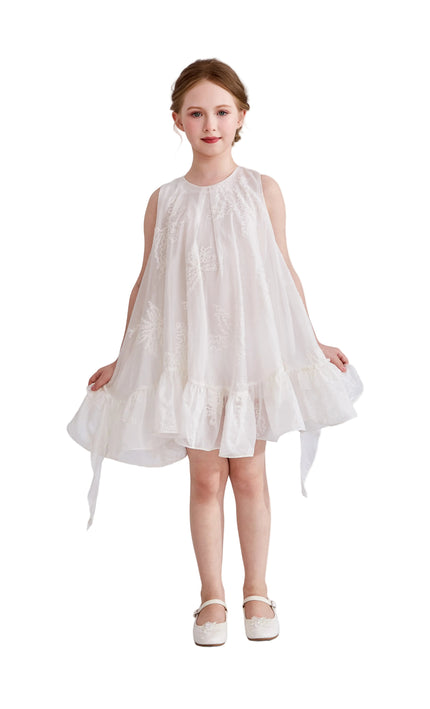 kids atelier tulleen White Marcelline Ruffle Hem Dress