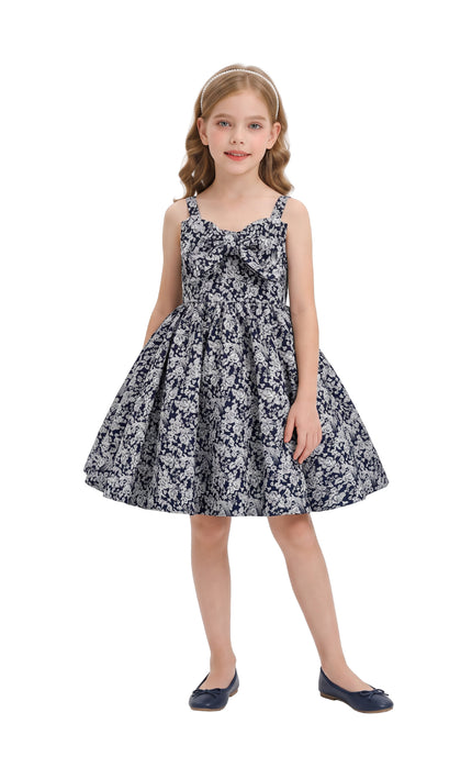 kids atelier tulleen Blue Danica Floral Bow-Front Dress