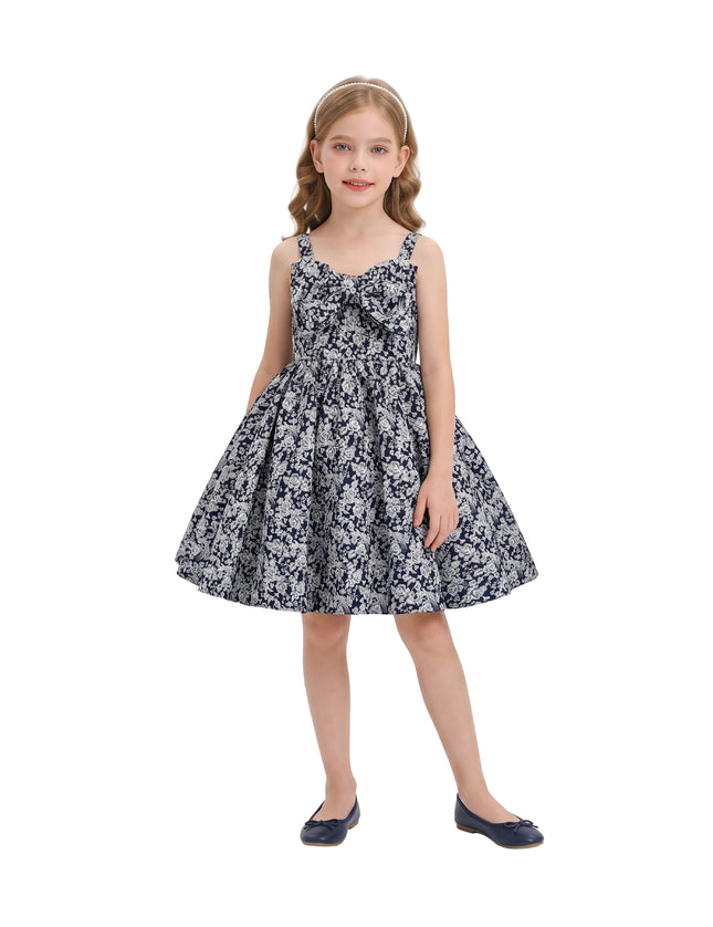 kids atelier tulleen Blue Danica Floral Bow-Front Dress