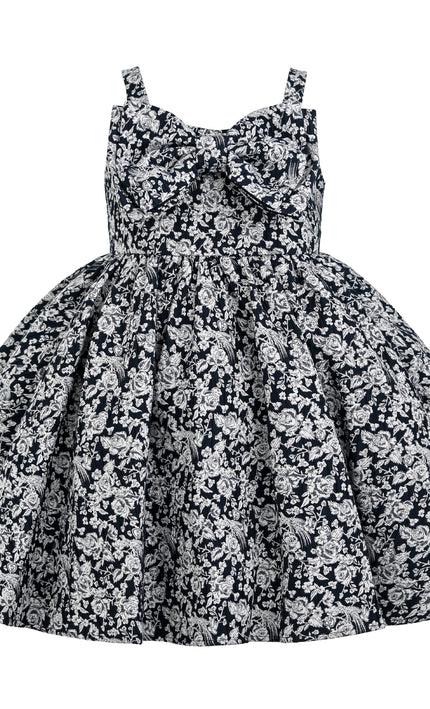 kids atelier tulleen Blue Danica Floral Bow-Front Dress