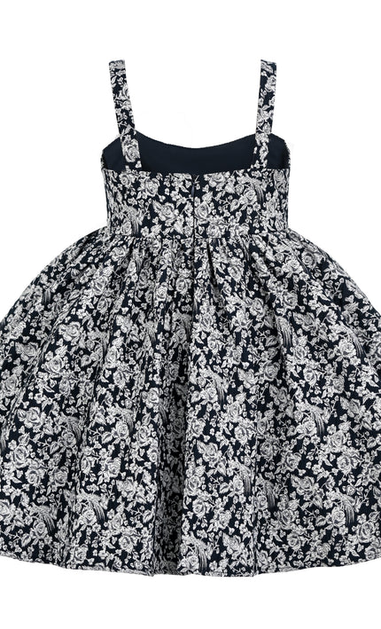 kids atelier tulleen Blue Danica Floral Bow-Front Dress