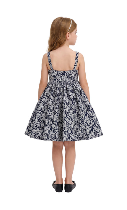 kids atelier tulleen Blue Danica Floral Bow-Front Dress