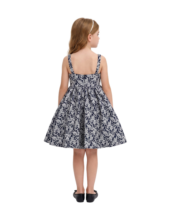 kids atelier tulleen Blue Danica Floral Bow-Front Dress
