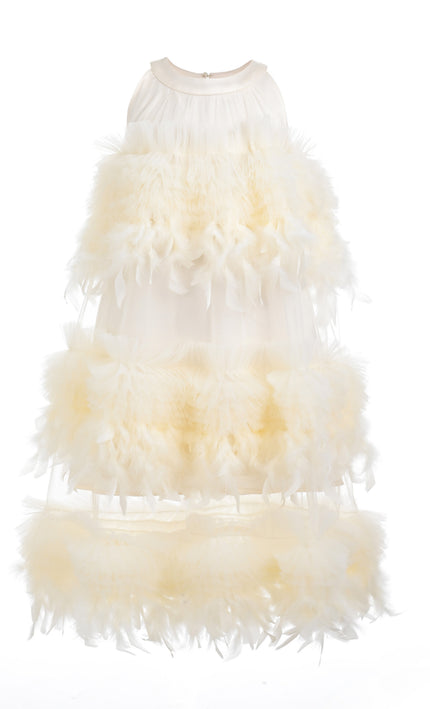 kids atelier tulleen Cream Delara Feathered Tiered Dress