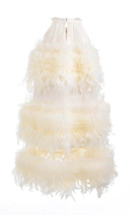 kids atelier tulleen Cream Delara Feathered Tiered Dress