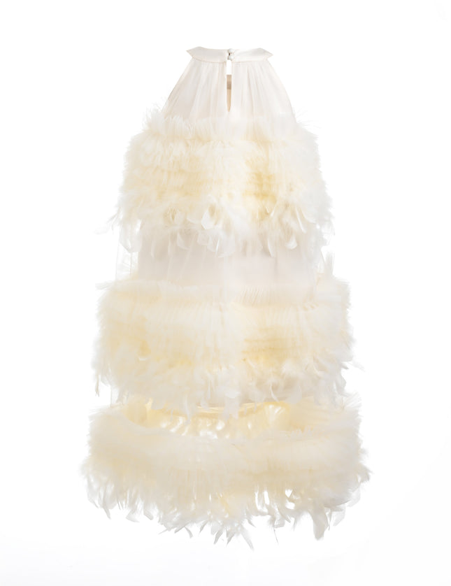 kids atelier tulleen Cream Delara Feathered Tiered Dress