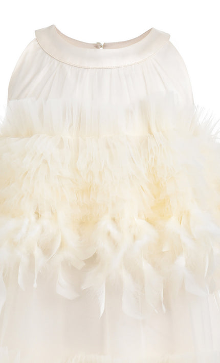 kids atelier tulleen Cream Delara Feathered Tiered Dress