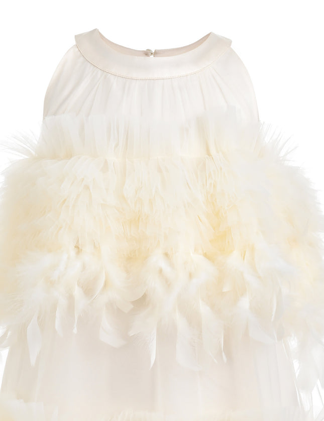 kids atelier tulleen Cream Delara Feathered Tiered Dress