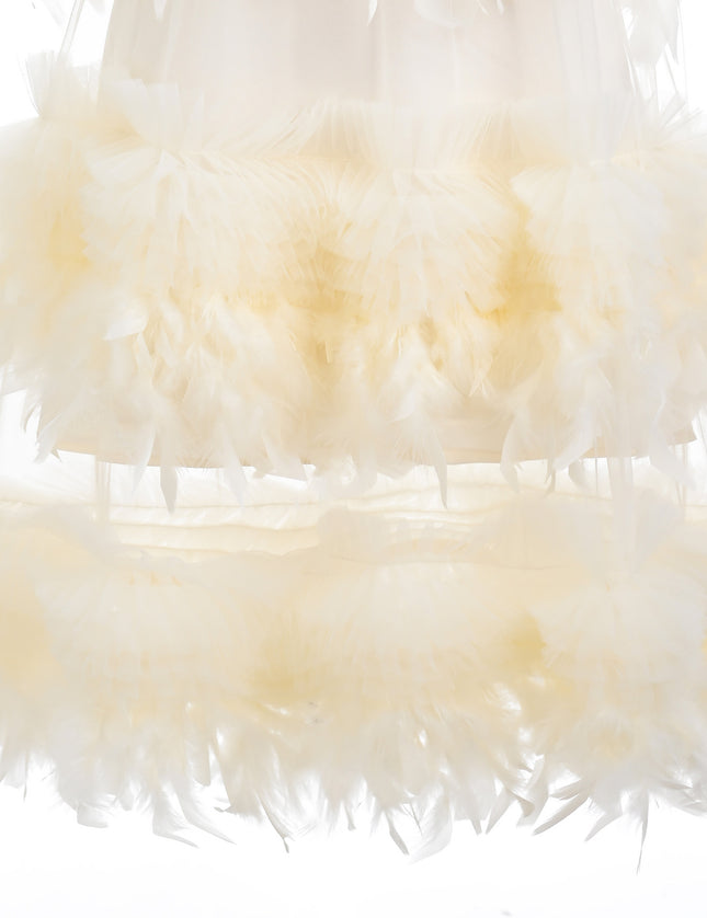 kids atelier tulleen Cream Delara Feathered Tiered Dress