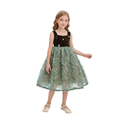 kids atelier tulleen Green Bellina Velvet Tulle Dress