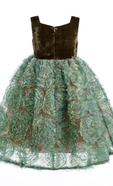 kids atelier tulleen Green Bellina Velvet Tulle Dress