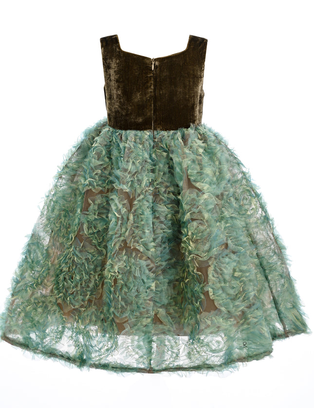 kids atelier tulleen Green Bellina Velvet Tulle Dress