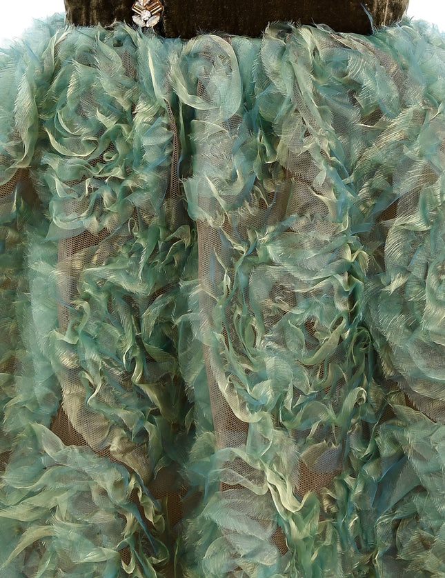 kids atelier tulleen Green Bellina Velvet Tulle Dress