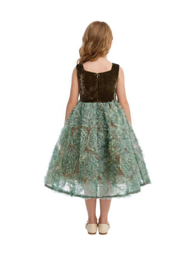 kids atelier tulleen Green Bellina Velvet Tulle Dress