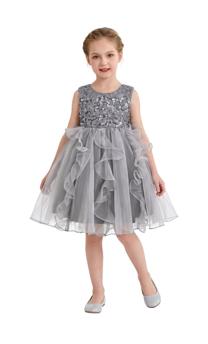 kids atelier tulleen Gray Leonora Sequin Tulle Dress