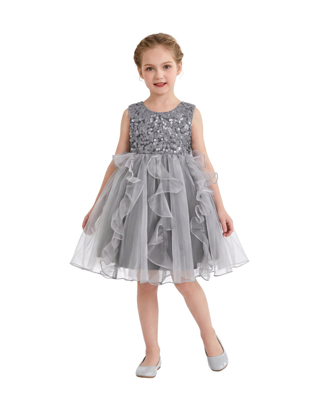 kids atelier tulleen Gray Leonora Sequin Tulle Dress