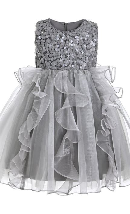 kids atelier tulleen Gray Leonora Sequin Tulle Dress