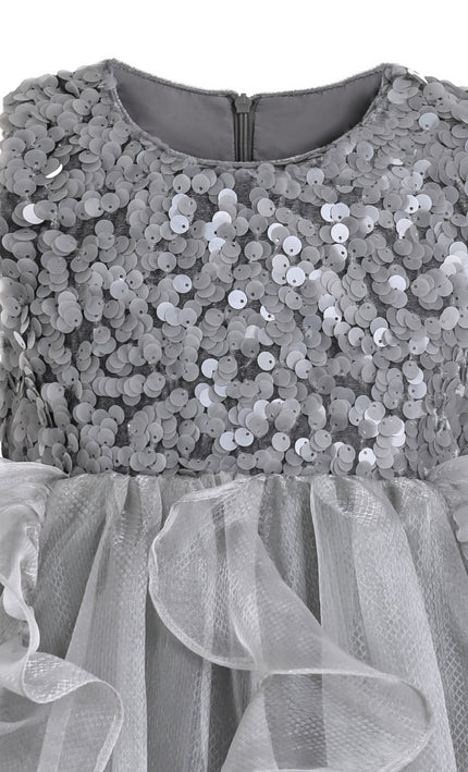 kids atelier tulleen Gray Leonora Sequin Tulle Dress