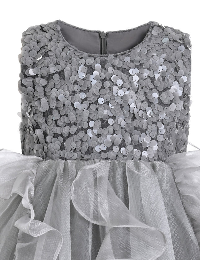 kids atelier tulleen Gray Leonora Sequin Tulle Dress