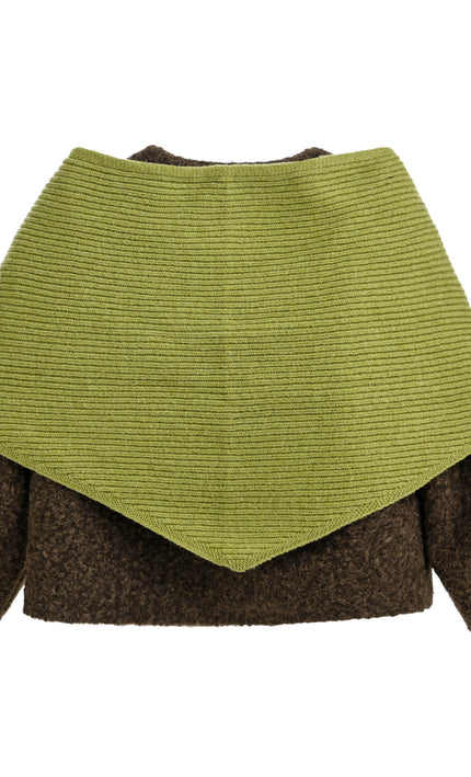 kids atelier tulleen Brown Wool Shawl Coat Set