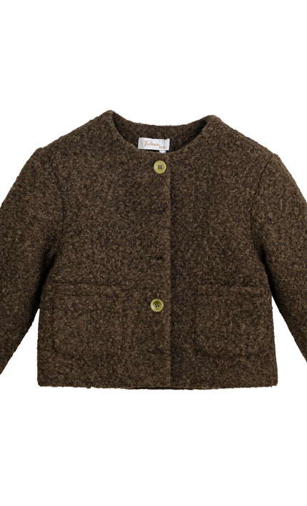 kids atelier tulleen Brown Wool Shawl Coat Set