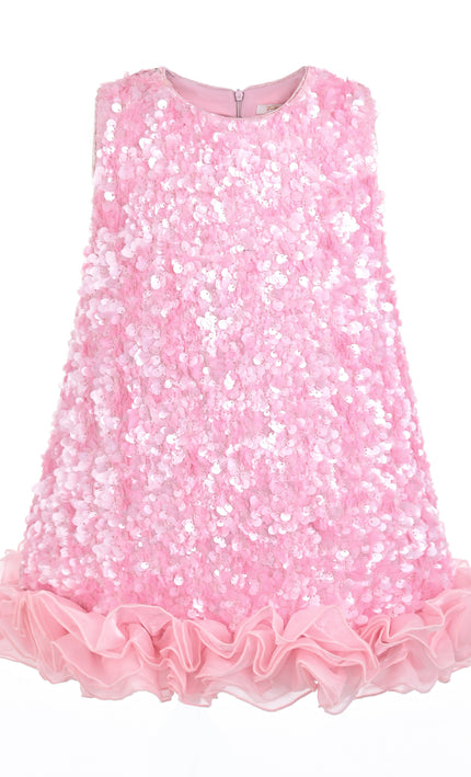 kids atelier tulleen Pink Ingrid Sequin Ruffle Dress
