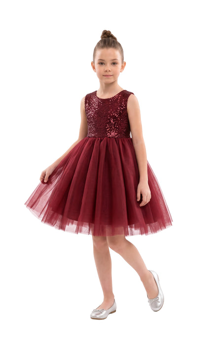 kids atelier tulleen Red Alina Sequin Tulle Dress