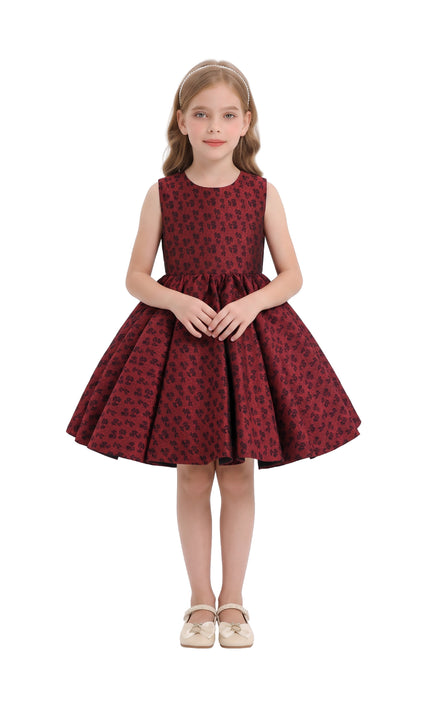 kids atelier tulleen Red Roxana Floral Pleated Dress