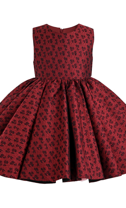 kids atelier tulleen Red Roxana Floral Pleated Dress