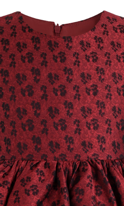 kids atelier tulleen Red Roxana Floral Pleated Dress