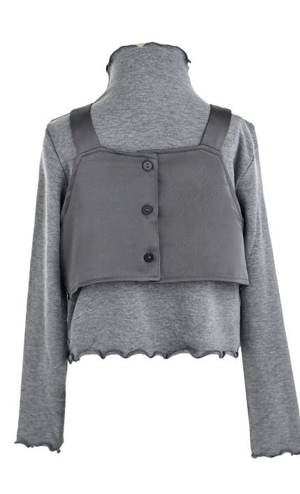 kids atelier tulleen Gray Melina Bow Ruffle Set