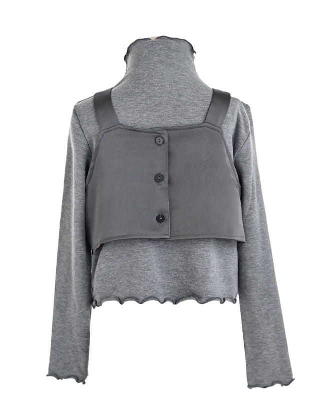kids atelier tulleen Gray Melina Bow Ruffle Set