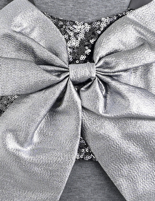 kids atelier tulleen Gray Melina Bow Ruffle Set