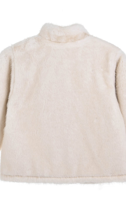 kids atelier tulleen Ivory Faux Fur Plush Jacket