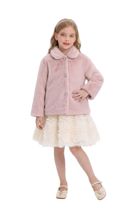 kids atelier tulleen Pink Faux Fur Plush Jacket
