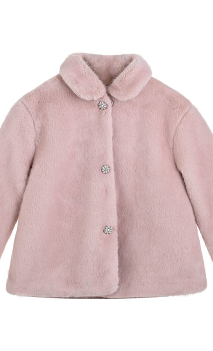 kids atelier tulleen Pink Faux Fur Plush Jacket