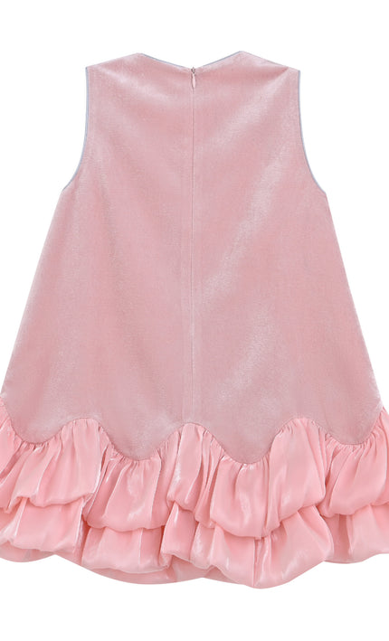 kids atelier tulleen Pink Velmora Embroidered Satin Dress