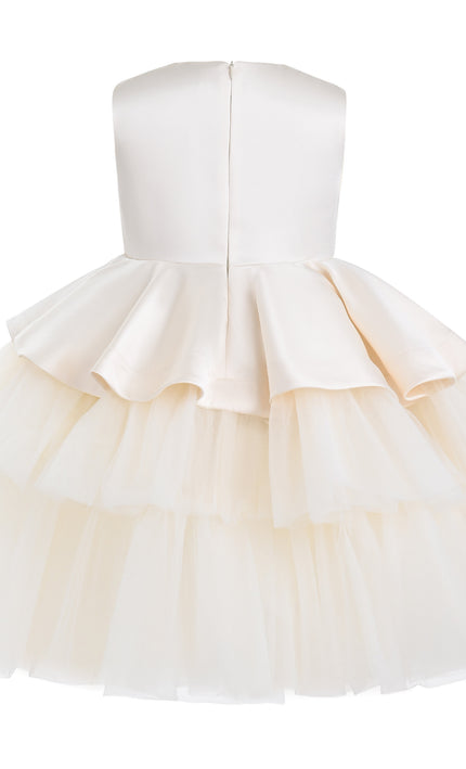 kids atelier tulleen Beige Fabiana Bow Dress