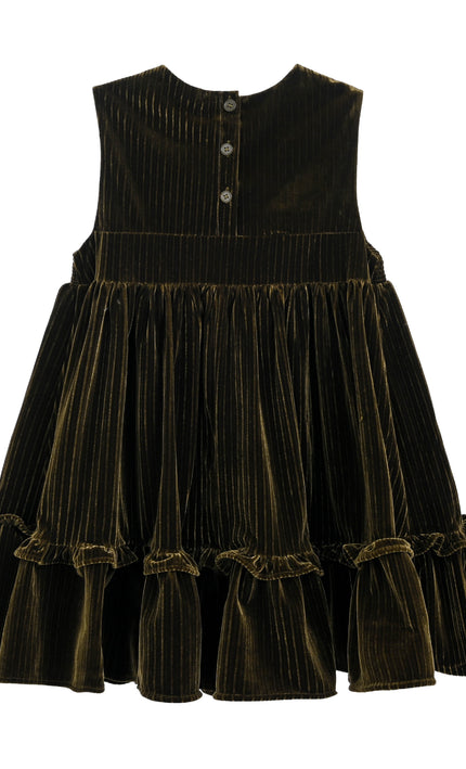 kids atelier tulleen Green Damaris Velvet Embroidered Dress