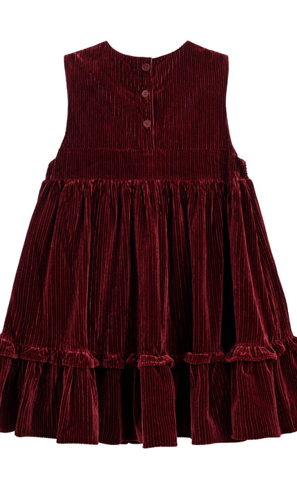 kids atelier tulleen Red Damaris Velvet Embroidered Dress