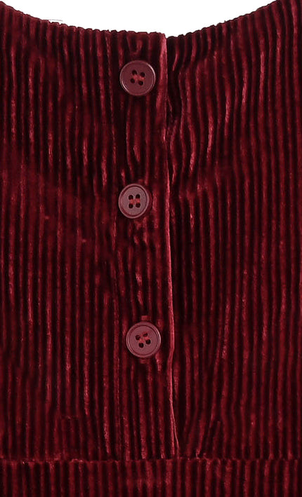 kids atelier tulleen Red Damaris Velvet Embroidered Dress